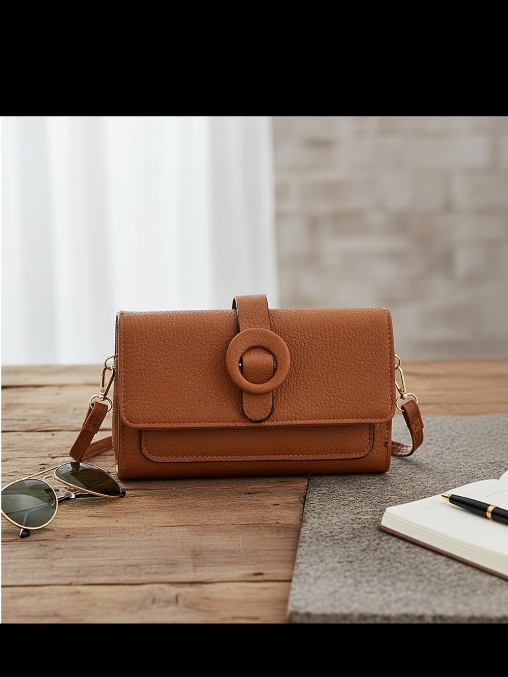 Faux Leather Crossbody Wallet
